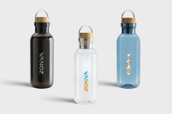 GRS RPET Bottle with Bamboo Lid and Handle